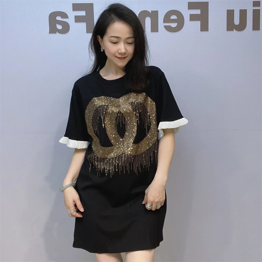 

Geometric Diamonds Long T Shirts Women Clothing Lace Side Patchwork Loose Short Sleeve Casual Knitted Top Female Свитер Женский