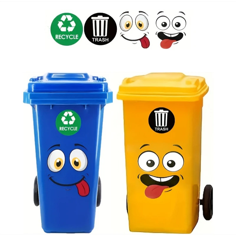 Cartoon Kids Smiling Face Vinyl Rubbish Bin Stickers Funny Home Decoration for Outdoor Room Wall Door Window Toilet Fridge Car