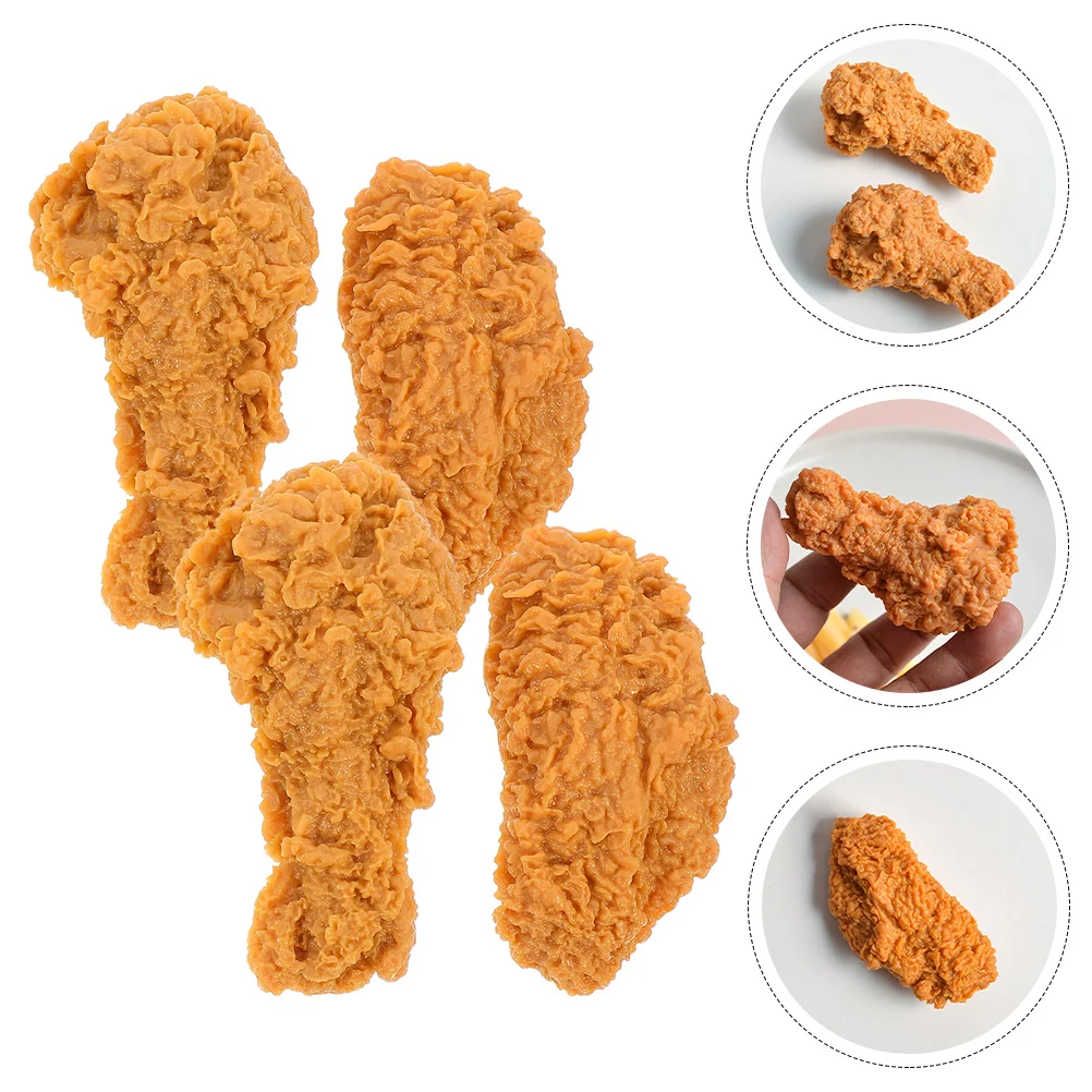 4 Pcs Simulation Chicken Leg Wings Fake Food Lovely Decor Artificial Drumstick Imitated Model Decorate Child