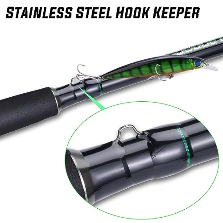 مجموعة صنارة صيد السمك التقليدية مكونة من قطعتين لسمك السلور ومقلي رأس السلمون الصلب والباس مع مقابض مريحة من مادة EVA غير قابلة للانزلاق #4