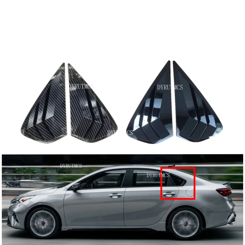 Fit For KIA Forte K3 2019-2022 Rear Side Window Blinds Trim Cover Louver Stickers Frame ABS Carbon Fiber Auto Car Accessories