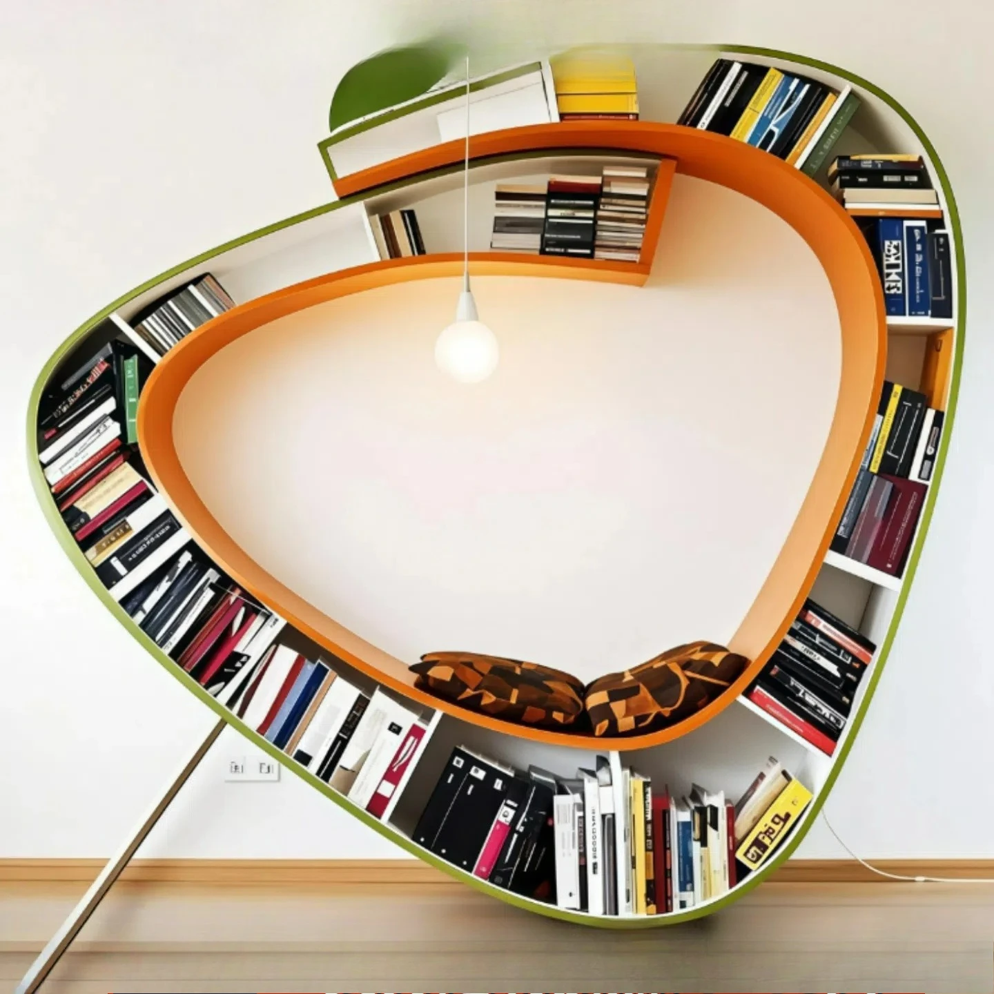 Creative art bookcase Solid wood bookshelf Piano paint shelf Special-shaped letter bookcase Wall display cabinet Complete