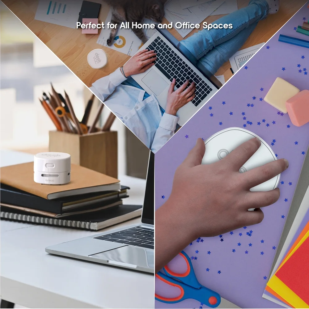 Мини-беспроводной настольный пылесос, перезаряжаемый через USB, мощность всасывания 500 Па, эргономичный дизайн на 360 градусов, нейлоновая щетка, USB-кабель для зарядки