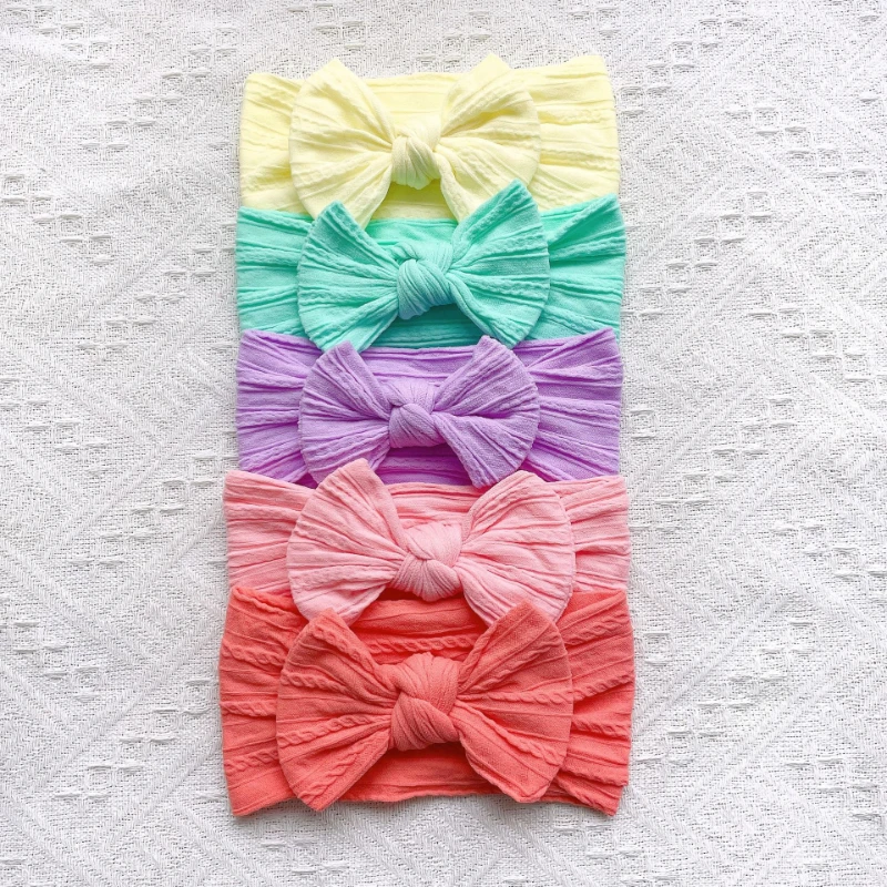 5Pcs/Set Baby Cute Headband Soft Elastic Bowknit Newborn Toddler Priccess Girls Hair Band Bows Accessories 0-2Years Baby Turban