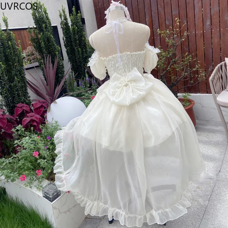 Gaun Lolita Victoria antik gaun Cosplay Kawaii renda bunga gaun Trailing wanita gaya Jepang elegan gaun pesta pernikahan