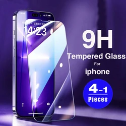 1-4Pcs Tempered Glass for iphone 14 Pro Max 13 12 11 SE X XS Max Mini XR 8 7 Plus Phone Screen Protector Glass protective film