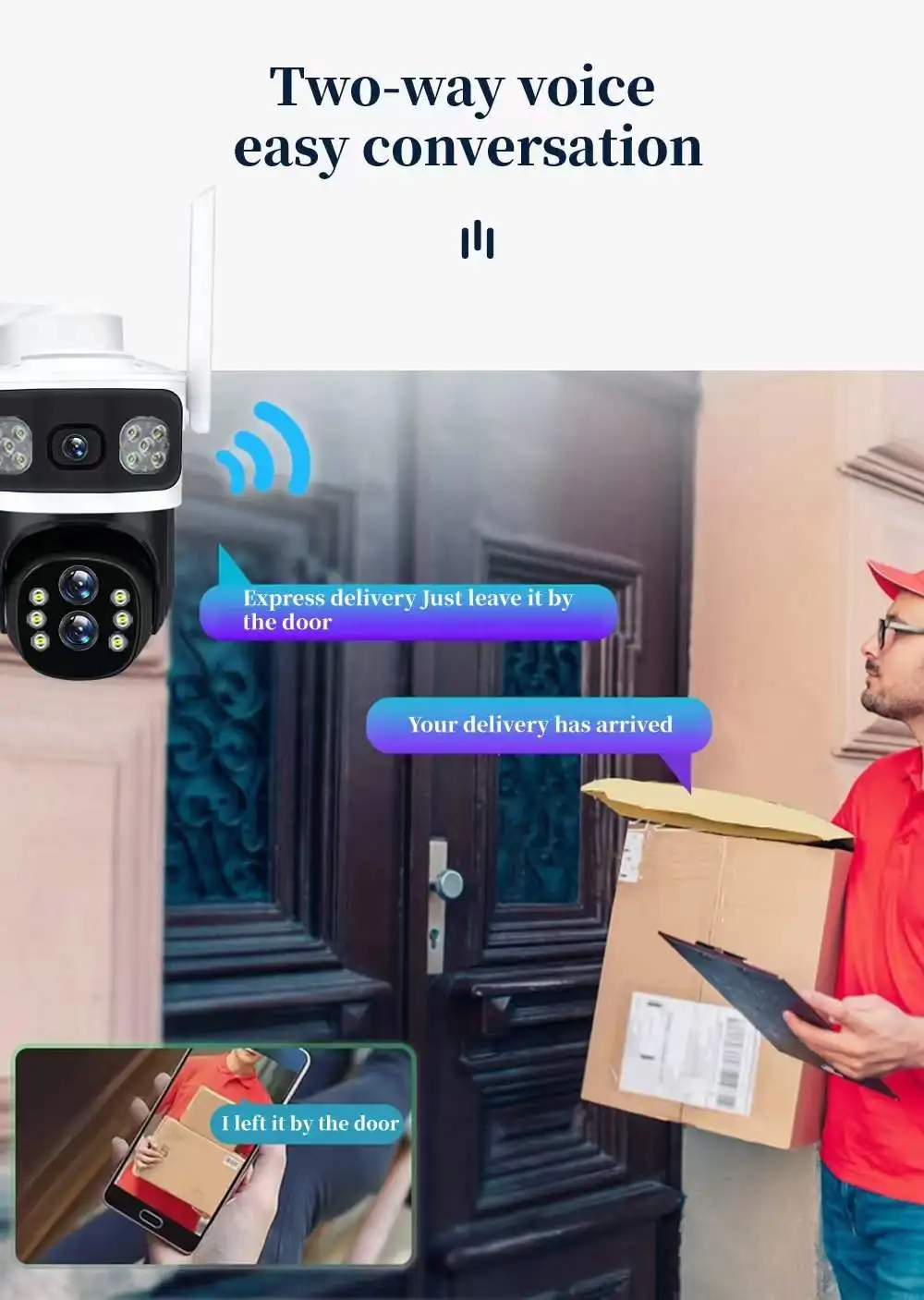 6MP UHD V380APP Triple Lens Three Screen Wireless PTZ IP Dome Camera Full Color AI Humanoid Detection Security CCTV Baby Monitor