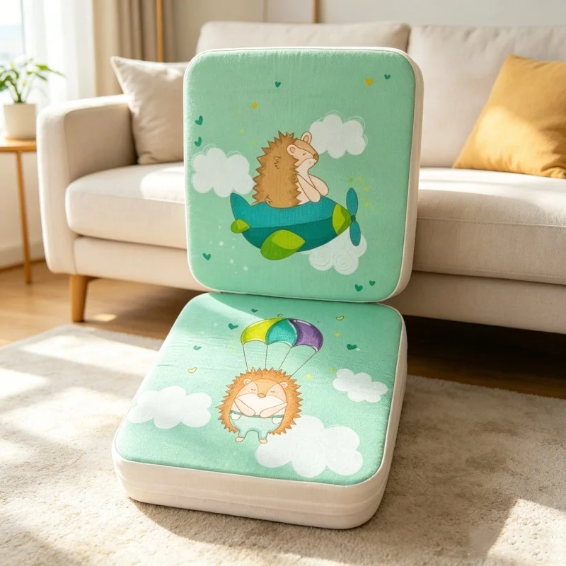 Universal Thickened Soft Seat Cushion Cartoon Hedgehog Pattern Breathable Heightening Booster Pad For Daily Household Chair Use