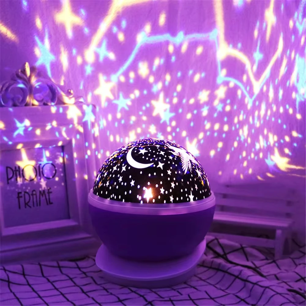 Starry Projector Night Light Rotating Moon Galaxy Lamp Home Bedroom Nursery Baby Lamp Decoration Christmas Lights for Kids Gift