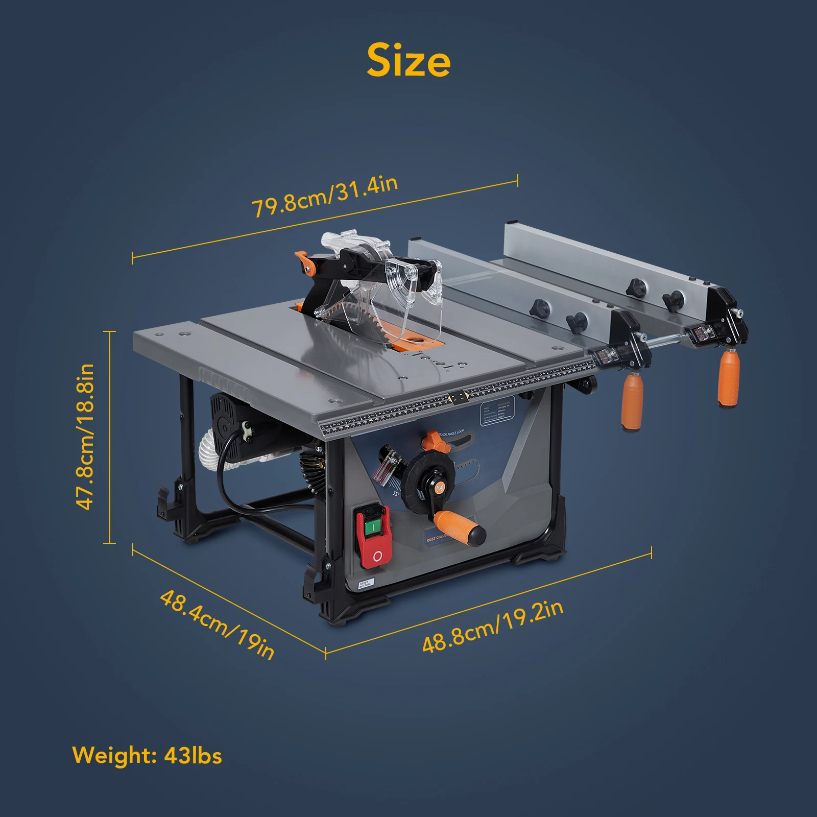 Compact and Versatile Table Saw with 98% Vacuuming Rate,5000RPM Cutting Speed 2000W 15A - Ideal for DIY Woodworking