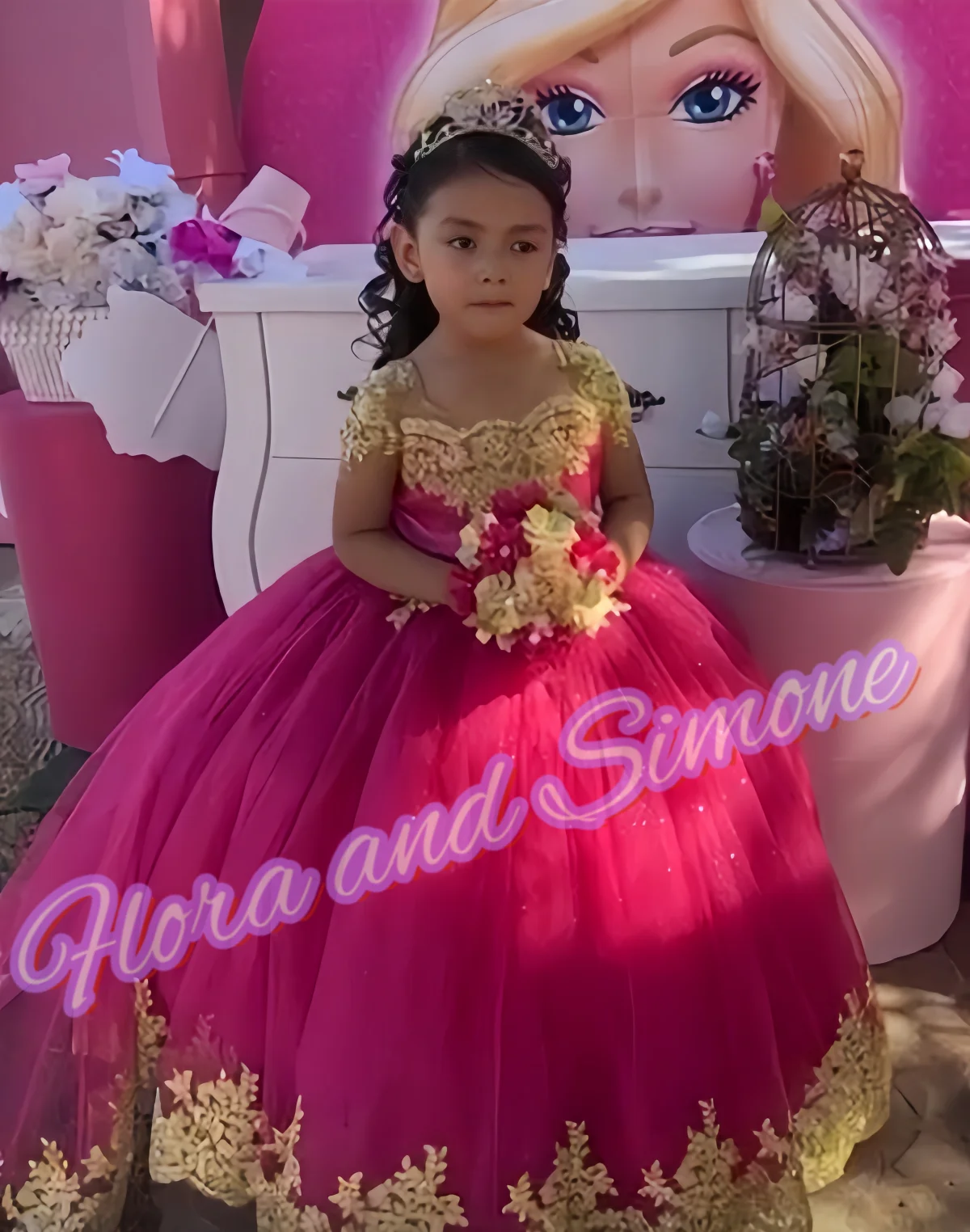 فستان وردي بأكمام قصيرة مطرز باللون الوردي للأميرة الصغيرة لفتاة الزهور للاستقبال الرسمي والاحتفالات والعطلات حسب الطلب #1