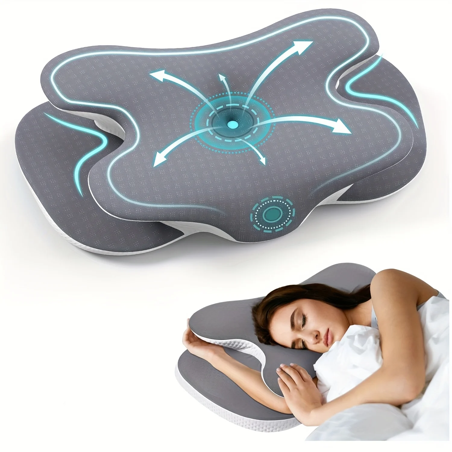 

Cervical Neck Pillow & Shoulder Pillows | and Ergonomic Design, Odorless with Cooling Silk Cover, Soft & Firm Support for Side,