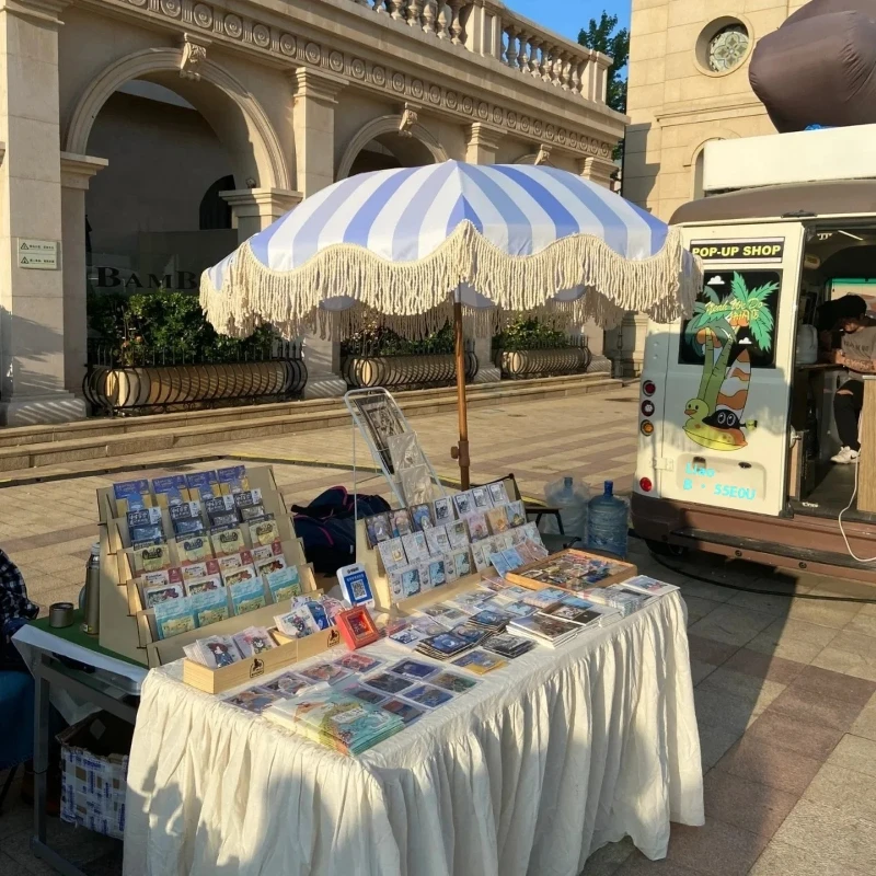 

Новый полосатый пляжный зонт с кисточками для сада, двора, бассейна, отдыха на природе, от солнца