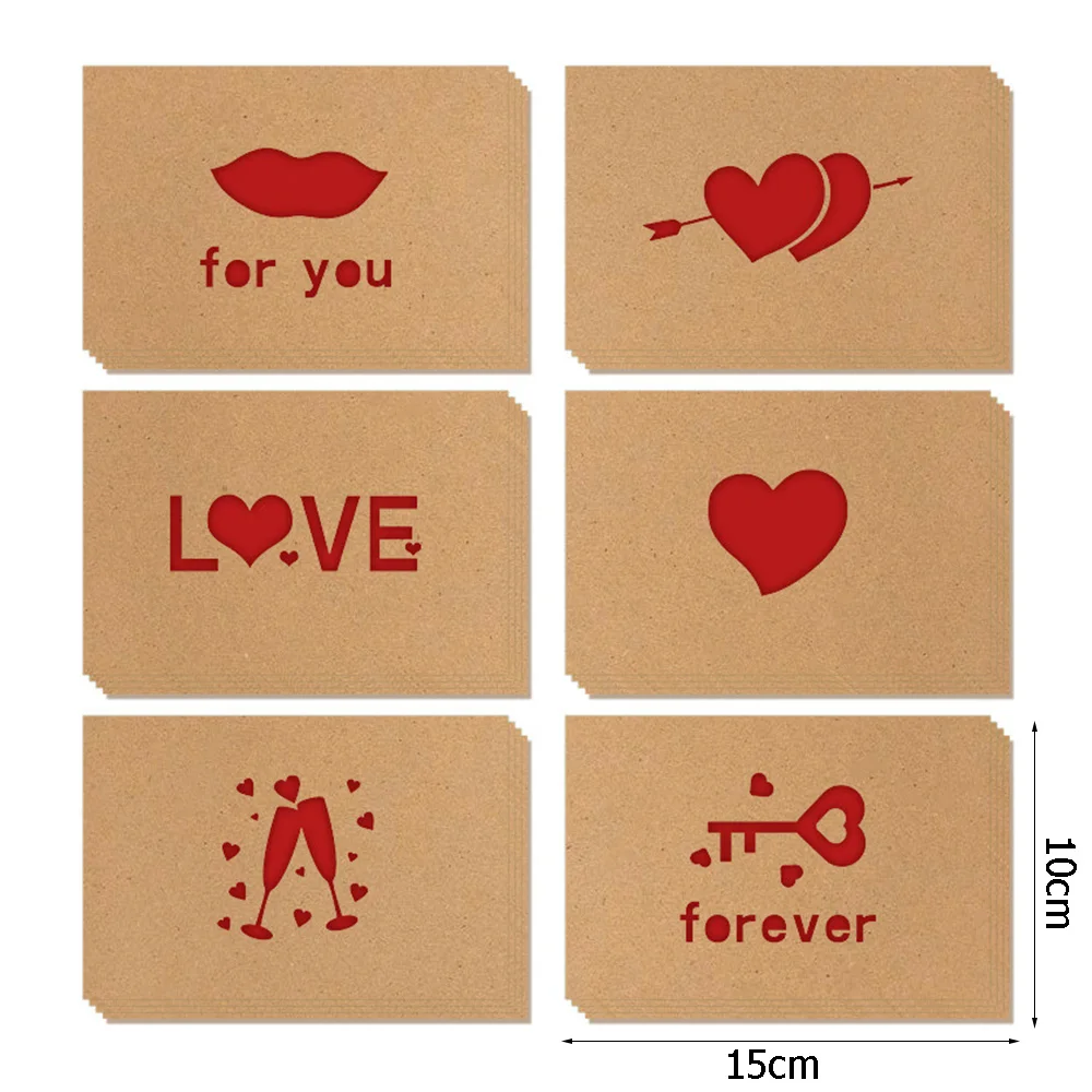 Love Gift Cards Red Kraft Paper Invitation Wedding Happy Valentines Day Greeting Card Festival Party Supplies Decoration Mixed - view 6
