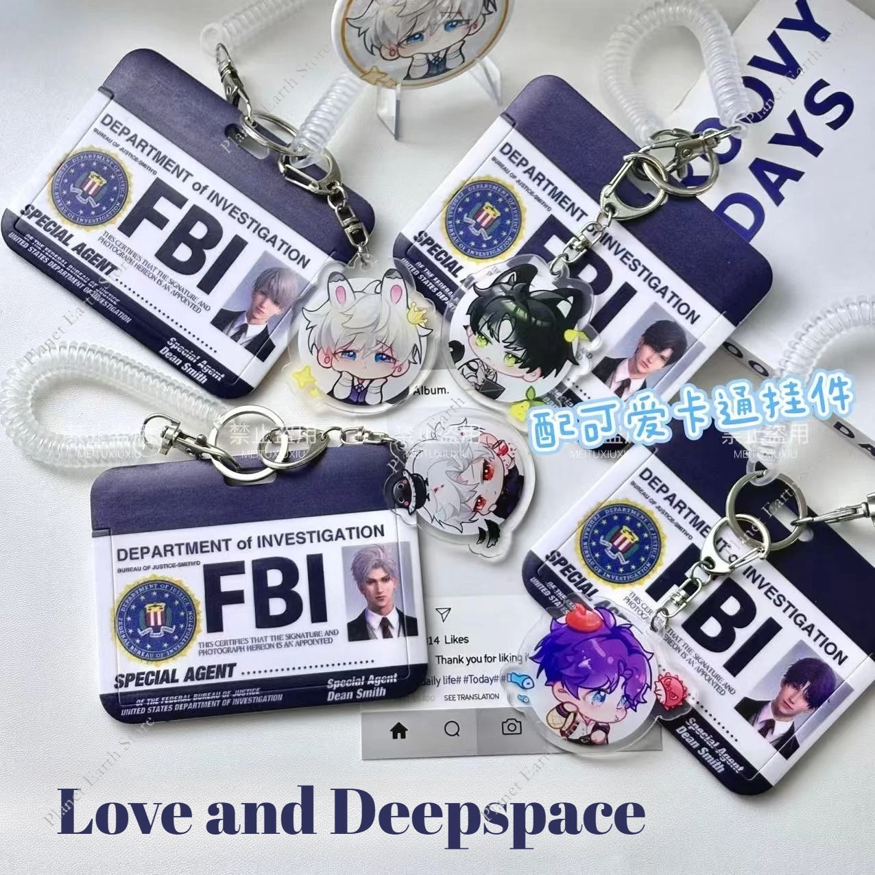 3 Inches Game Love and Deepspace Sylus Xavier Zayne Rafayel ID Card Case Creative Anime Peripheral Pendant Backpack Accessories
