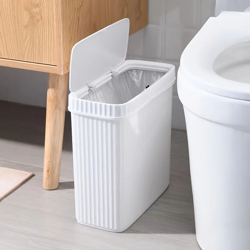 

1pc Compact Space-Saving Narrow Slit Garbage Can with Lid - Odor-Controlling, Easy-to-Clean, and Durable - Ideal for Living Room