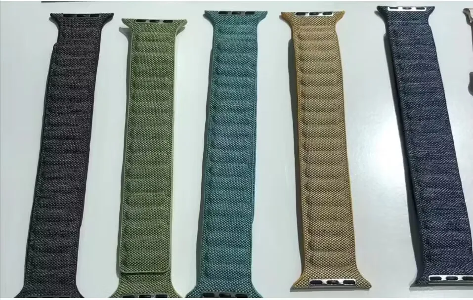 نايلون دنيم لساعة أبل ، سوار أصلي ، سوار حلقي مغناطيسي ، سلسلة iWatch 8 SE 7 Ultra ، 44 من ، 40 ، 45 ، 49 ، 41 حزام ، جديد