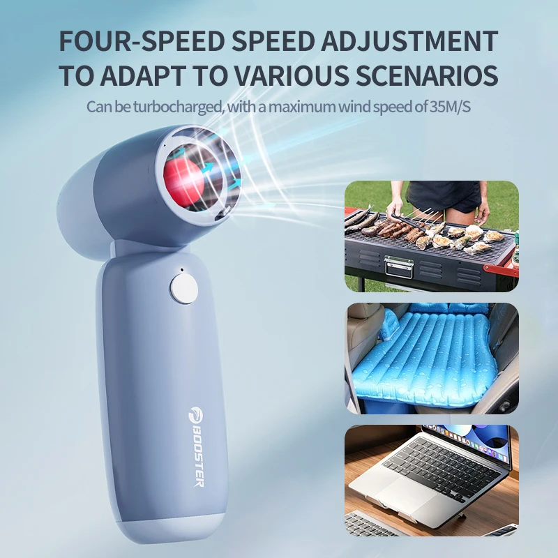 W02 Violent Fan High Speed Turbofan with High Volume Air Type-C Charging Handheld Outdoor Car Fan blow dry