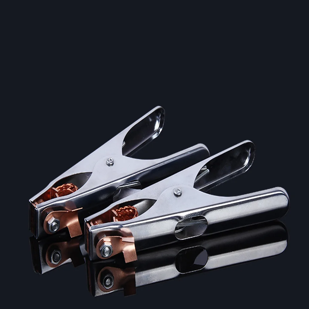 

300a Welding Ground Clamp Electrode Holder Chrome Plated Durable Easy Install for Welder Tools Silver Welding Ground Clamp