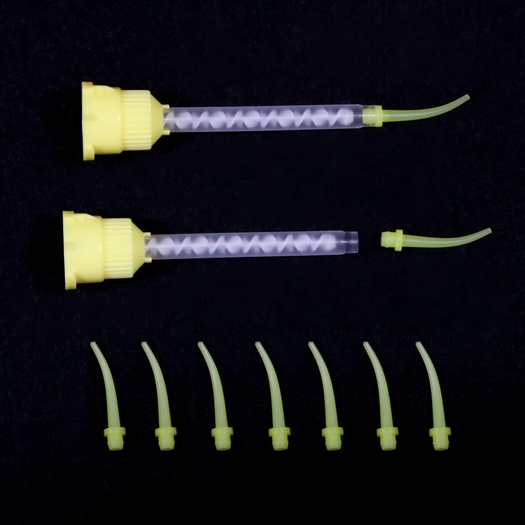 50/100PCS Dental Mixing tips Impression Intraoral Tip Yellow 1:1 Disposable Mixing Head for Lightweight Silicone Rubber Material