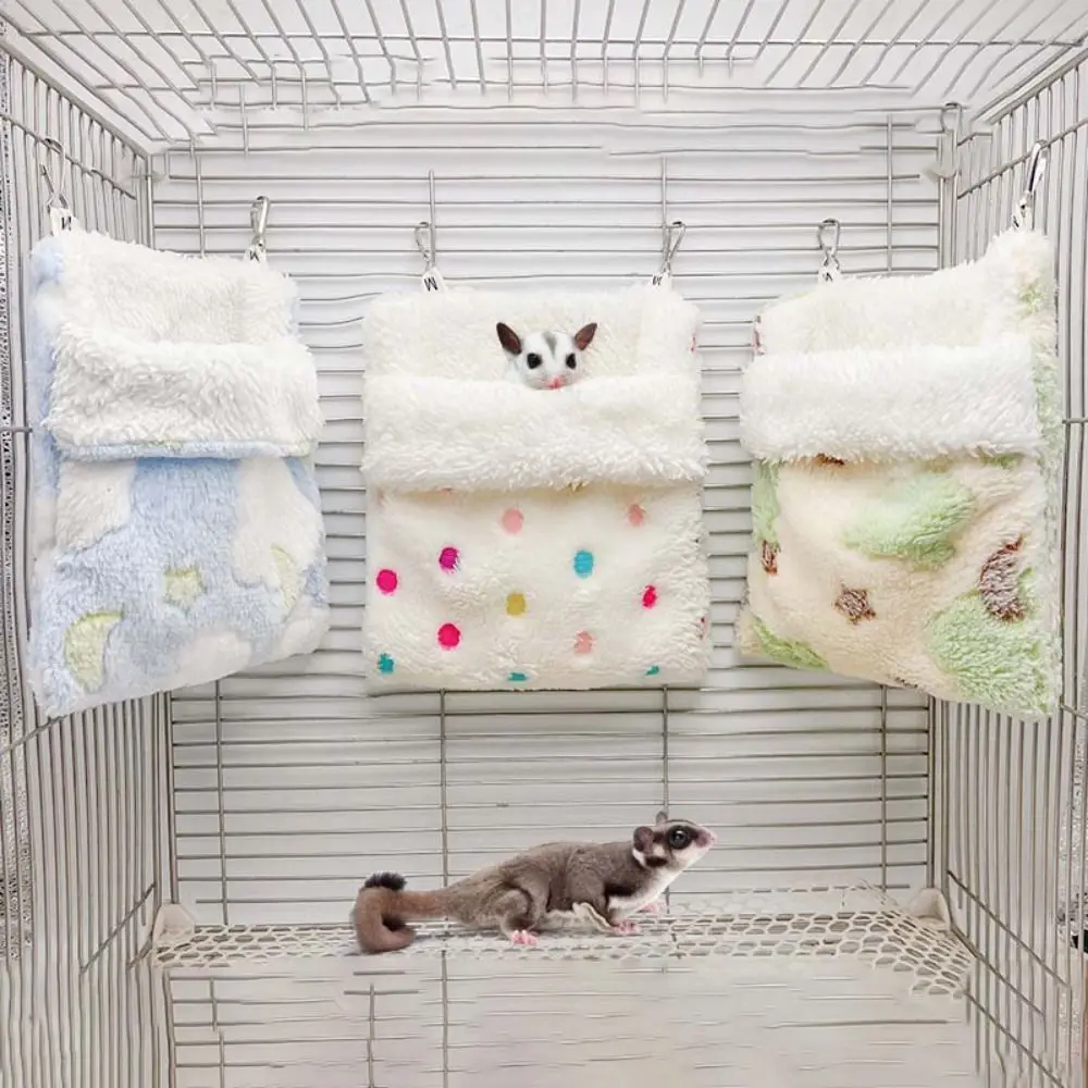 Star Pattern Sugar Gliders Sleeping Pouch Warm Soft Hamster Plush Hammock Pet Swing Bag Comfortable Rat Sleeping Bag