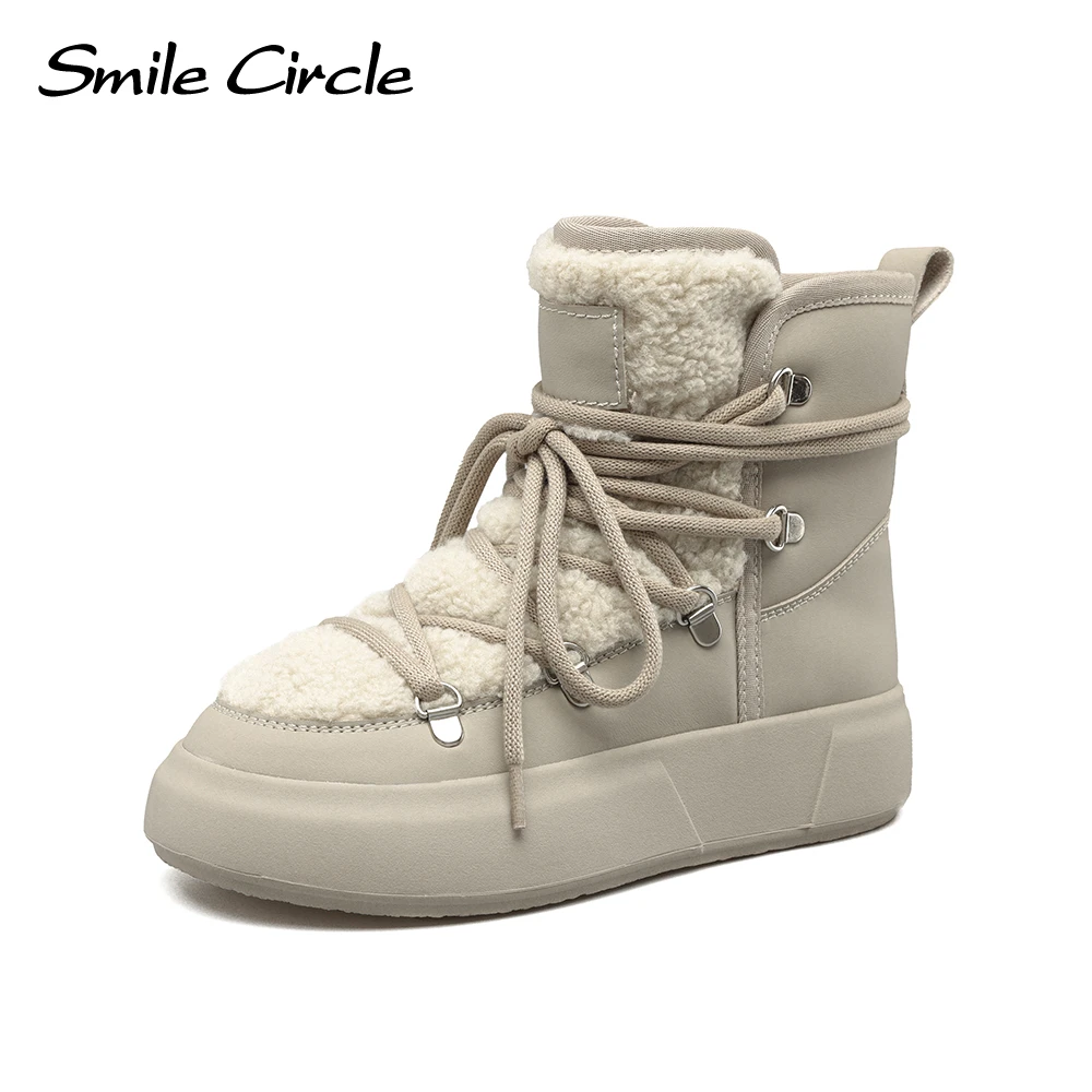 Smile Circle Snow Boots Damskie zimowe ciepłe pluszowe botki Modne buty na platformie