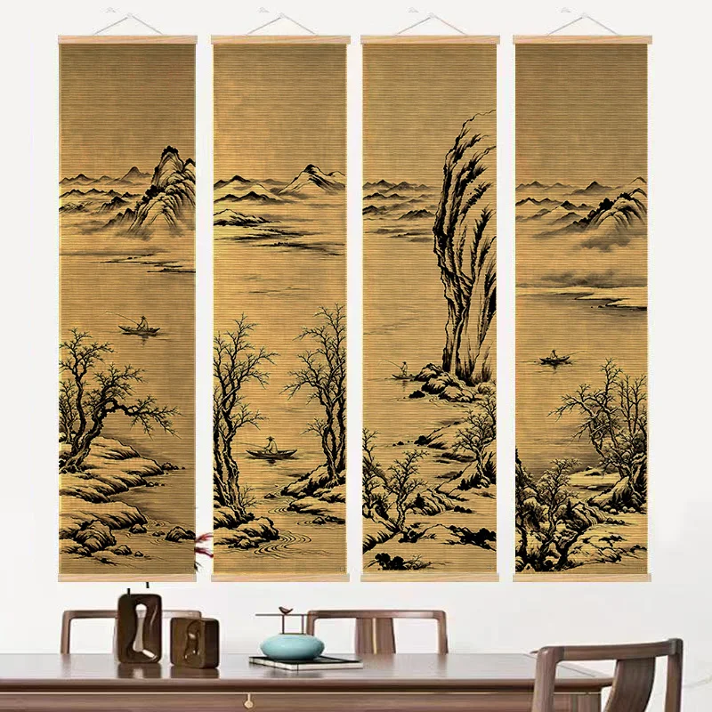 Zen Wall Art Bamboo Scroll Wabi Sabi Japandi Style Soft Tone Earthy Calm Serene Vibe For Wellness Center Ascetic Lifestyle