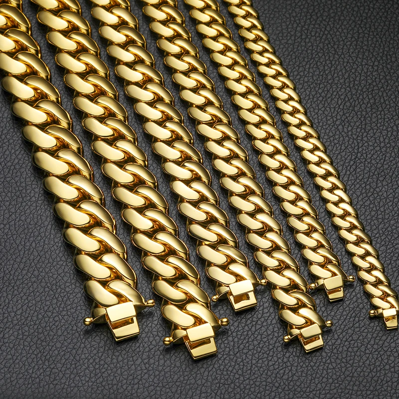 TUHE 6mm/8mm/10mm/12mm/14mm Copper Miami Chains Cuban Link Chains Classic Men Boy Curb Chunky Necklace Hip Hop Jewelry