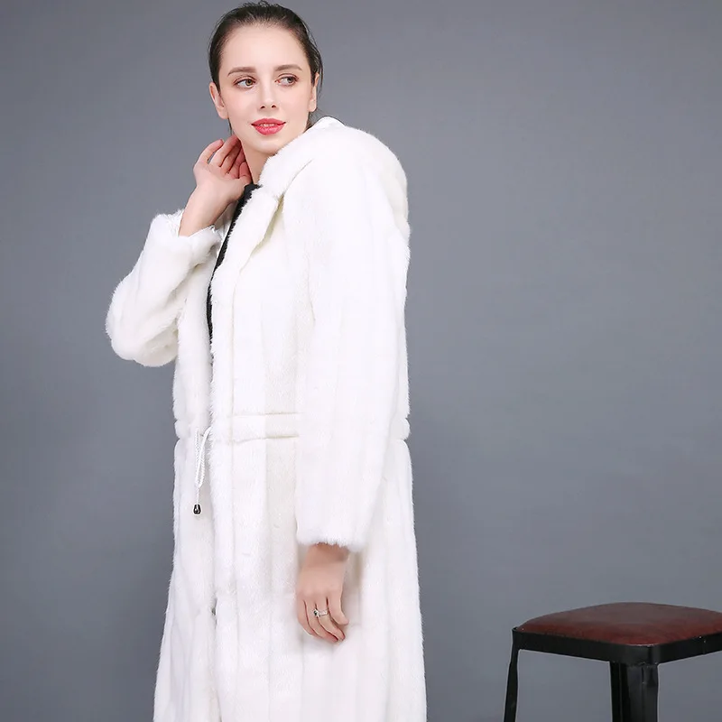 New listed factory direct sales 2021 fur women's clothing Korean version original rabbit fur hooded long coat