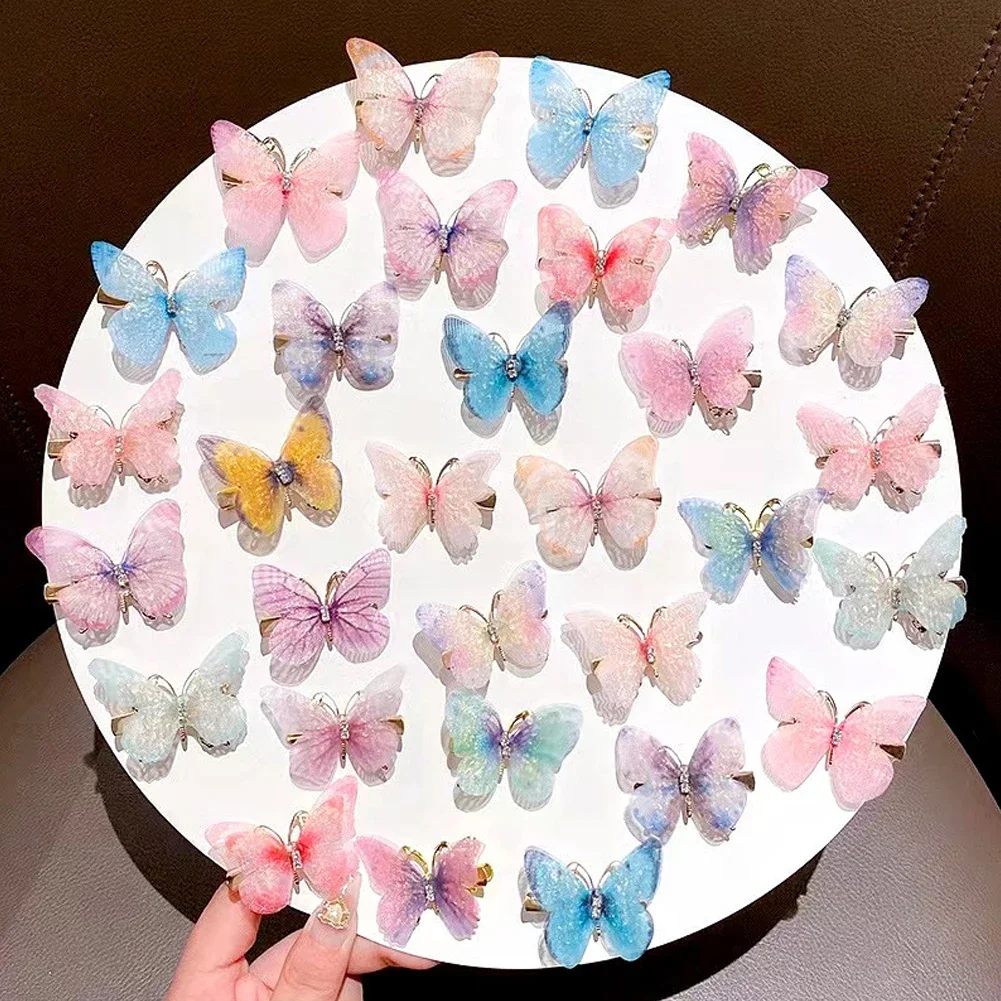 

1pc Butterfly Pearl Hair Clip Moving Wings Hair Accessories Girls Gradient Color Dreamlike Hairpin Children Kid Lovely Barrettes