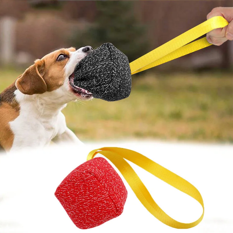 Pet Dog Toys Thick Hemp Dog Ball Toy Large Dogs Bite Training Tugs Pillow Nylon Rope Handle Pet Dog Chewing Ball Toy Durable