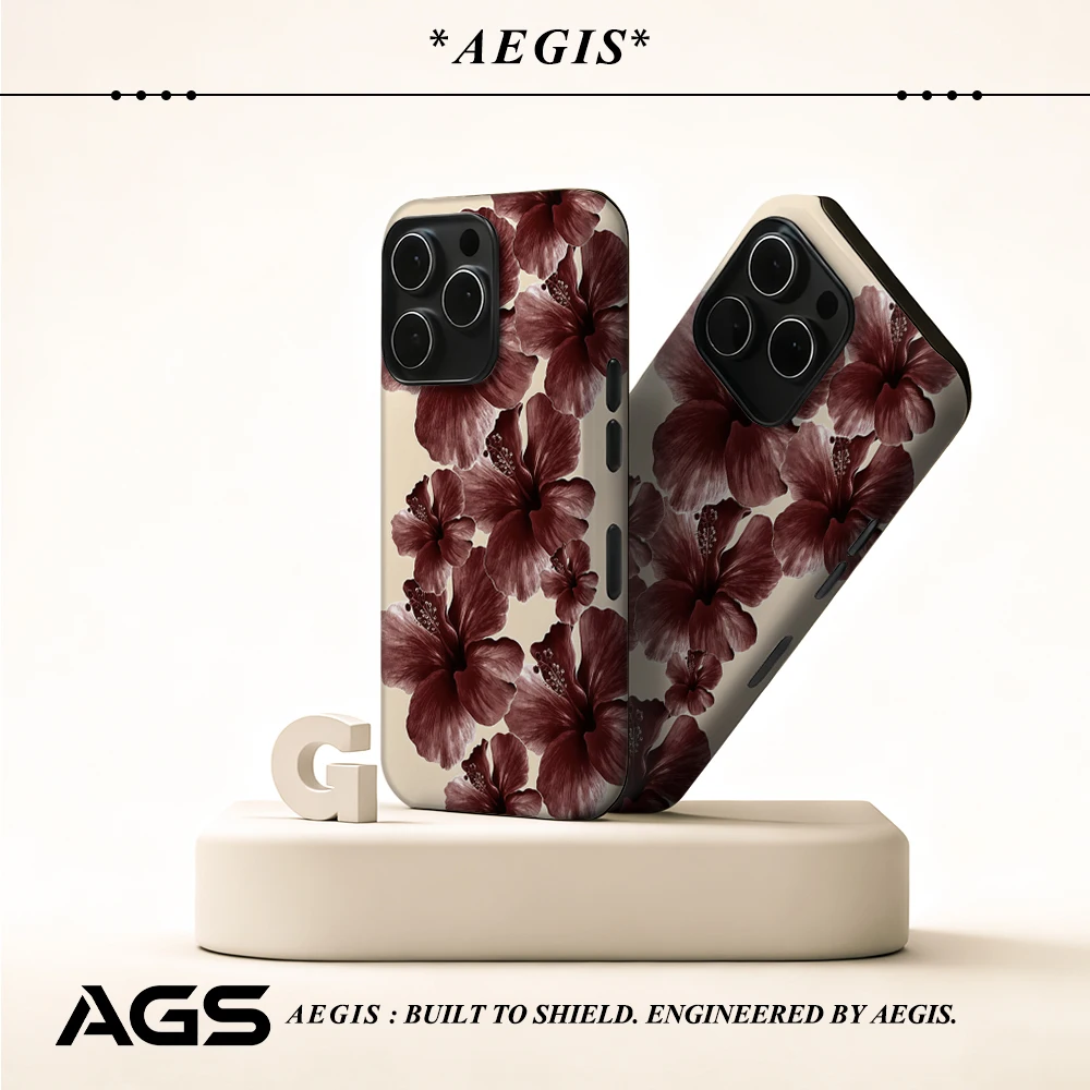 Burgunderrote Blumen-Handyhülle für magnetische Handyhülle für iPhone 17 16 15 14 13 Pro Max Plus, einzelne doppelschichtige robuste Hülle