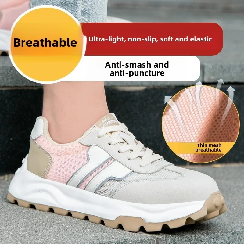 New Women's Safety Shoes with Anti Smashing and Anti Piercing Lightweight Soft Sole and Steel Toe Caps for Work Shoes