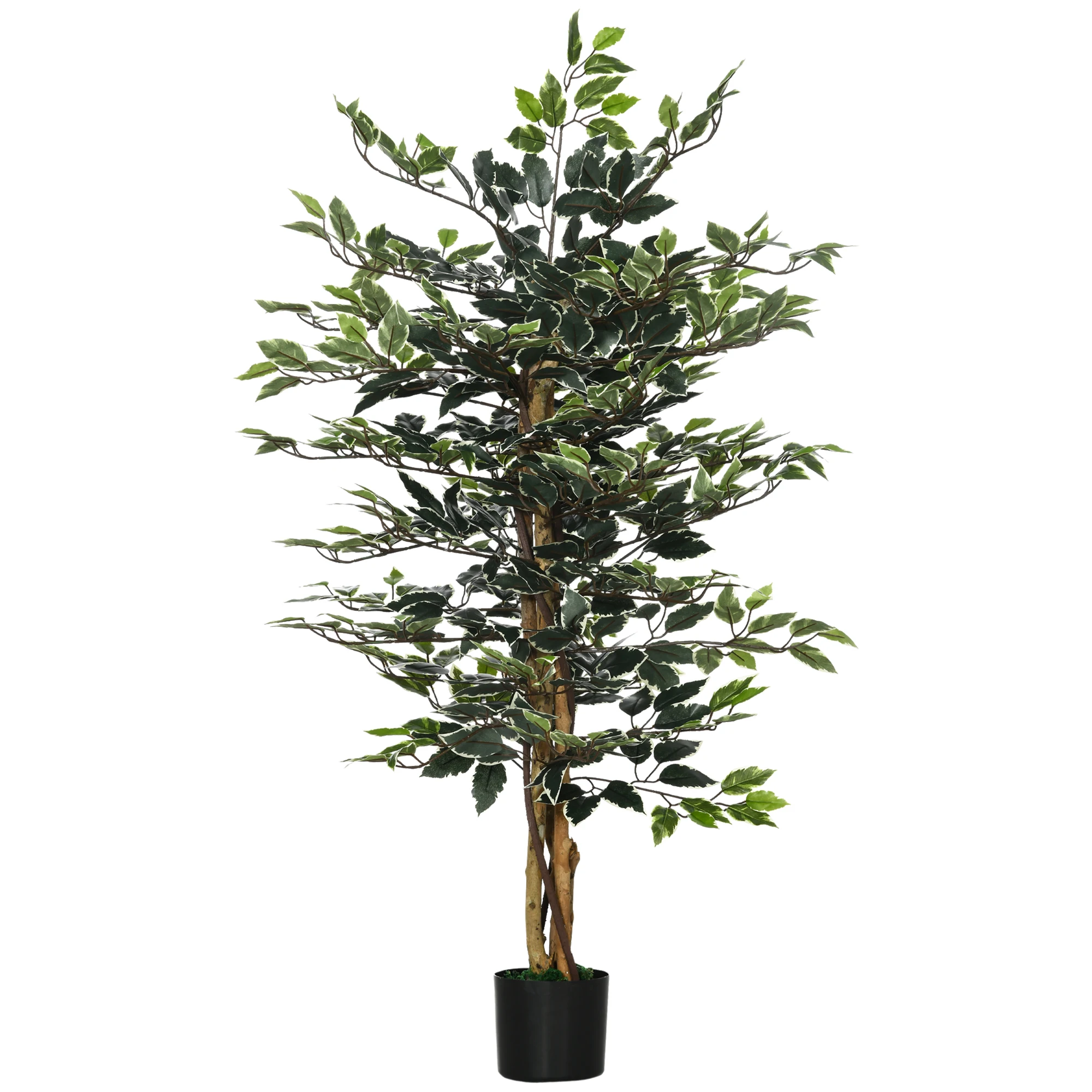 HOMCOM Artificial Ficus with logs 130 cm Artificial plant with green pots