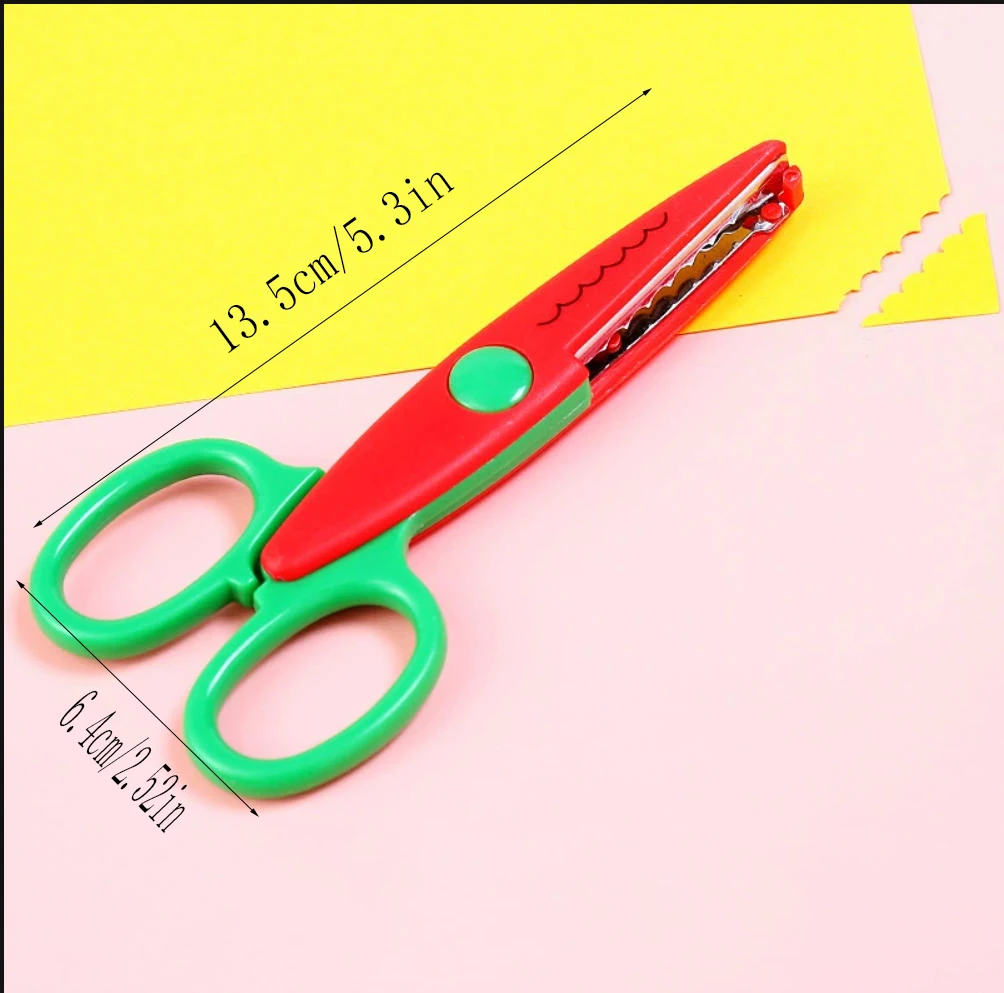 6PCS Set Colorful Decorative Craft Scissors ABS Resin Non Slip Handle Paper Cutting Scrapbook Card Making DIY Art Pattern Design