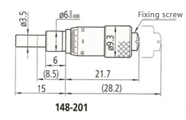 Mitutoyo Micrometer Metric Type 148-201 148 Series Ultra-Small Mini MHT-6.5 Measuring Range 0-6.5mm Accuracy ±5µm Straight Shank