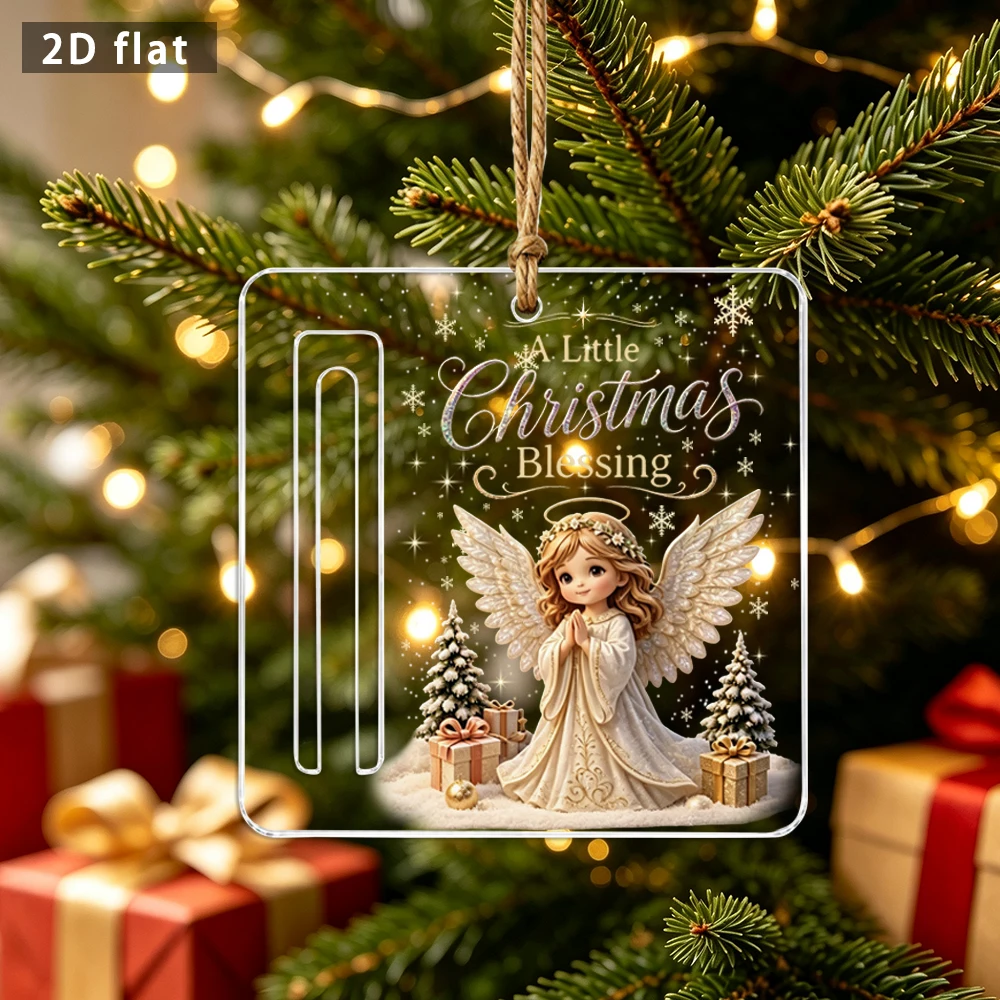 Acrylic Christmas Angel Money Holder Sign, 2D Flat A Little Christmas Blessing Plaque, Xmas Cash Gift Hanging Ornament