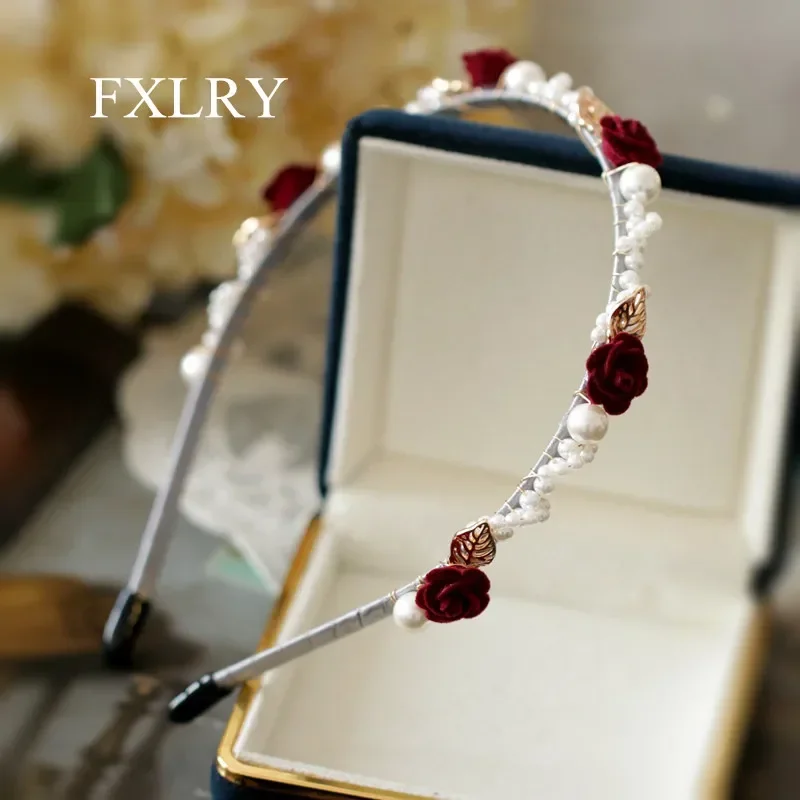 FXLRY Original Handmade Pearl Mori Camellia Flowers Hair Band Press Hair Clip Headband