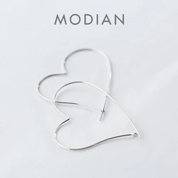 MODIAN Hot Sale Fashion Simple Charm Hearts Earrings 925 Sterling Silver Classic Big Hoop Earrings For Women Wedding Jewelry