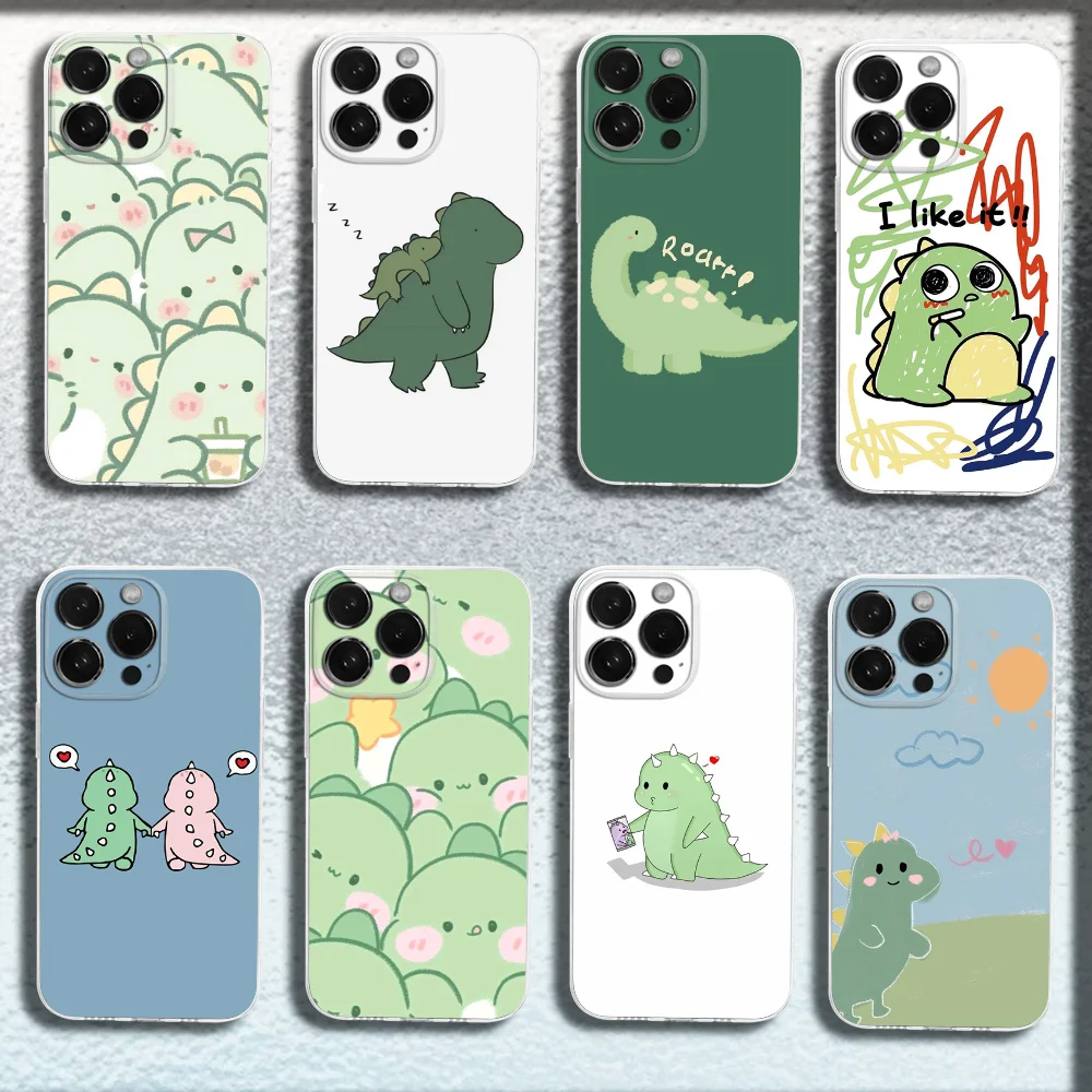 

Cartoon Dinosaur Baby Phone Case For iPhone 16,15,14,13,12,11 Plus,Pro,Max,XR,XS,Plus,E,Mini Transparent Soft Cover
