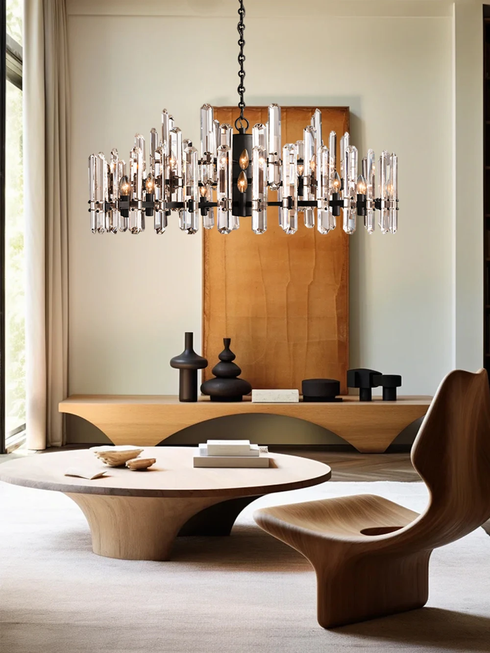 American Brass Silver Black K9 Crystal LED Chandelier