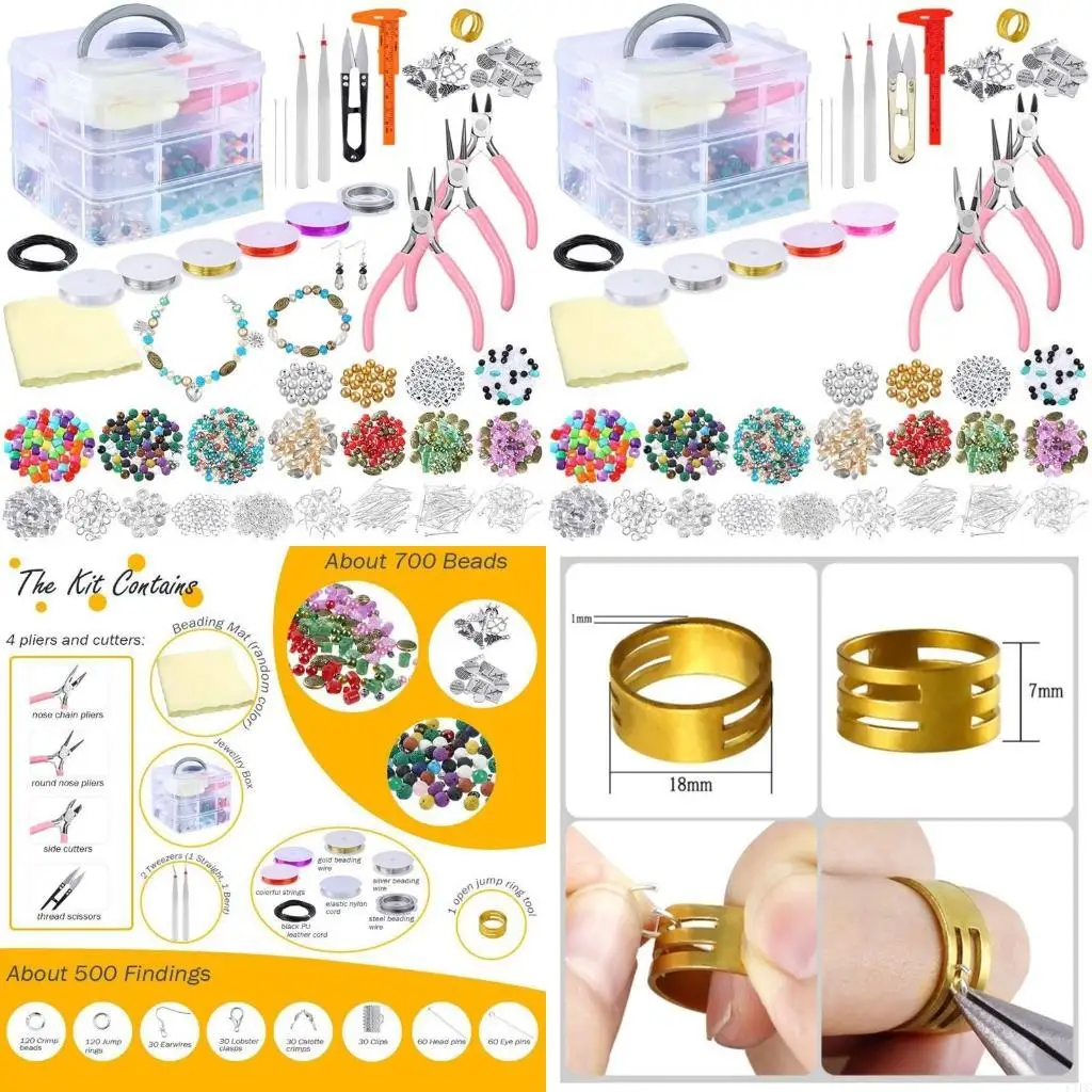 

Jewelry Making Supplies with Beads Charms Findings Jewellery Pliers Beading Wire for DIY Necklace Bracelet Earrings