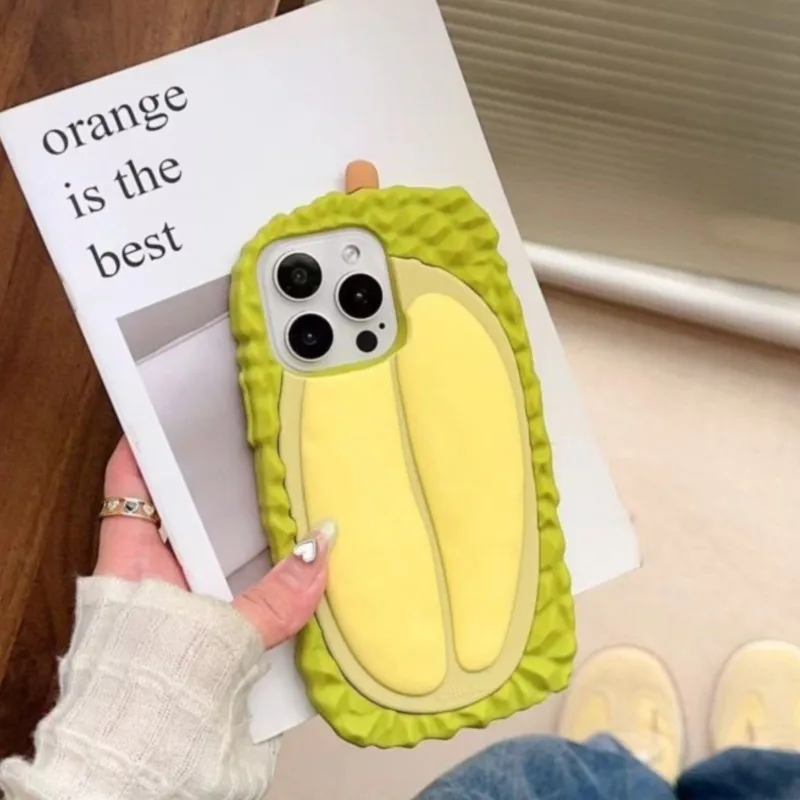 Cute Funny 3D Realistic Durian Phone Case for iPhone 17 16 15 14 13 12 Pro Max Thick Soft Silicone Anti-drop Protective Cover view 4