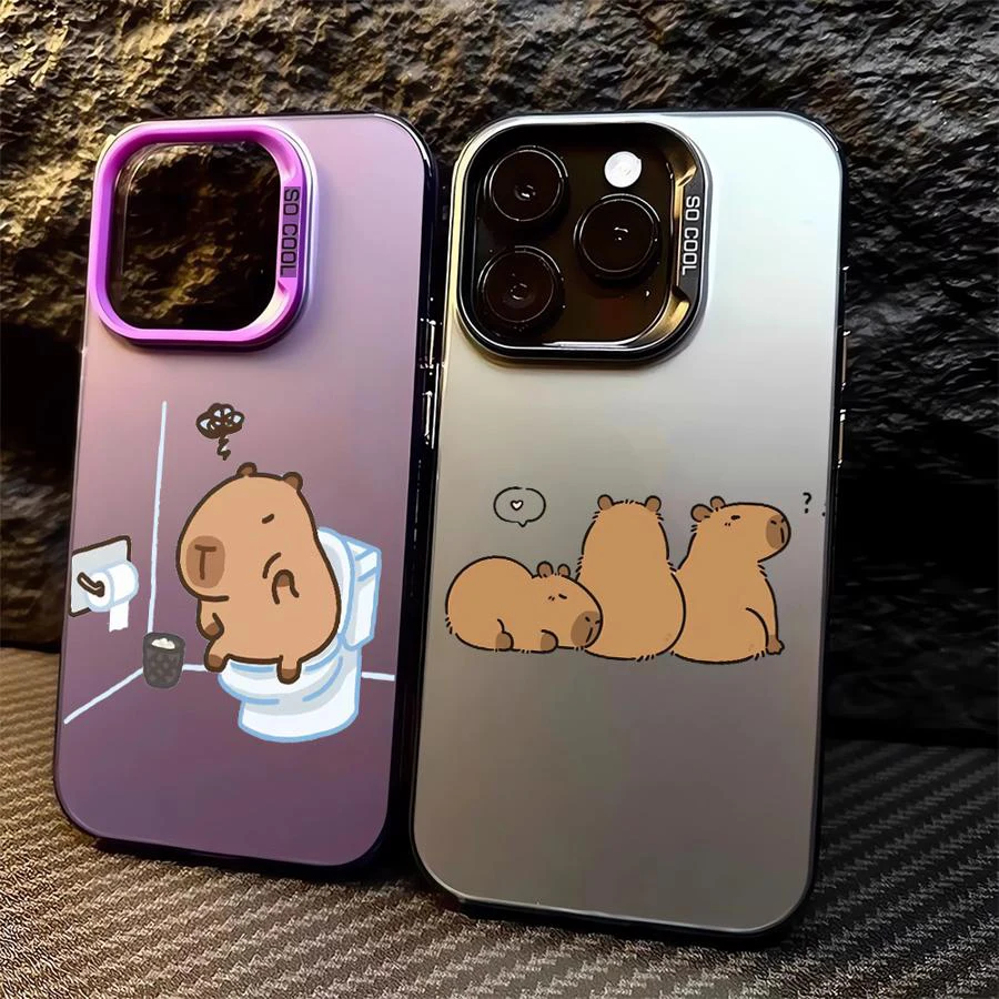 Lovely Cartoon Capybara For iPhone 16 15 promax Phone Case for iphone 13 11 case Soft Silicone Matte Shockproof Protective Cover