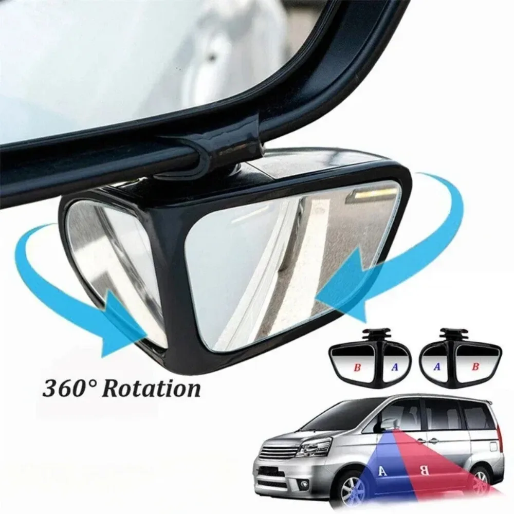 1 Pair Car Blind Spot Mirror Front Wheel Auxiliary Rearview Double Sided Mirror Wide Angle Mirror 360 Degree Adjustable For Cars
