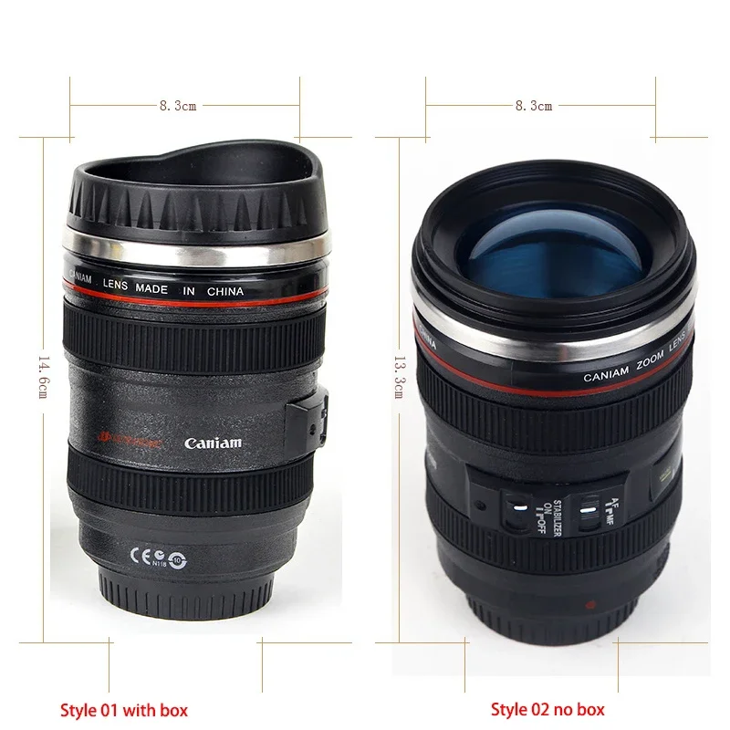 Camera Lens Coffee Mugs, Stainless Steel Camera Lens Cups, Unique Gift Idea for Photographers, Novelty Coffee Mugs for Christmas