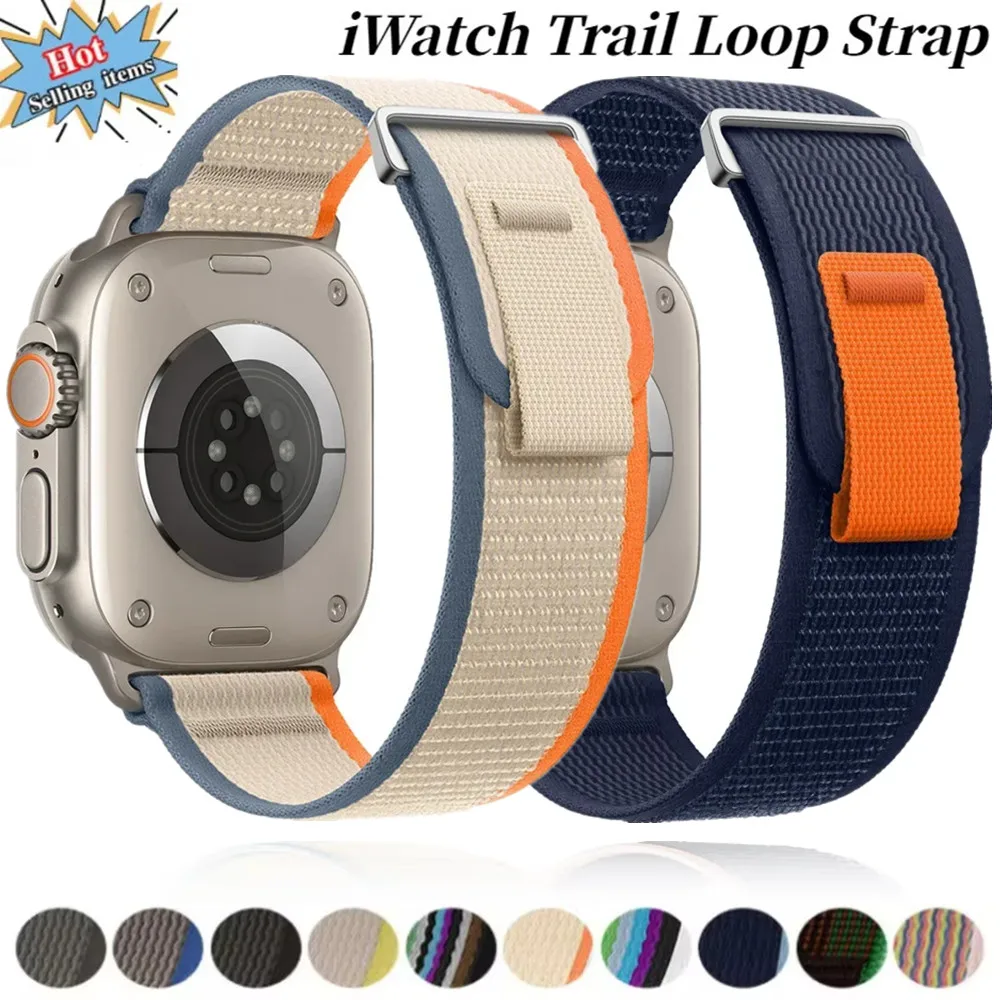 Trail Loop Nylon Band For Apple Watch Ultra 1-3 Series 11 10 9 8 7 46mm 45mm 41mm Wristband For iWatch 6 5 4 1-11 SE 38mm-49mm