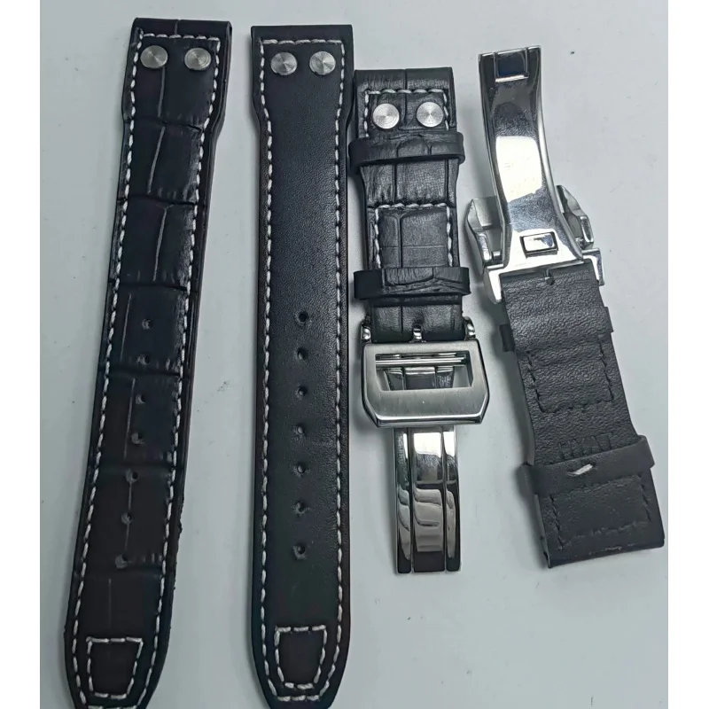 20mm 21mm 22mm  Riveted WatchBand fit for IWC TOP GUN Big Pilot Watches Spitfire Hamilton Black Brown Watch Strap