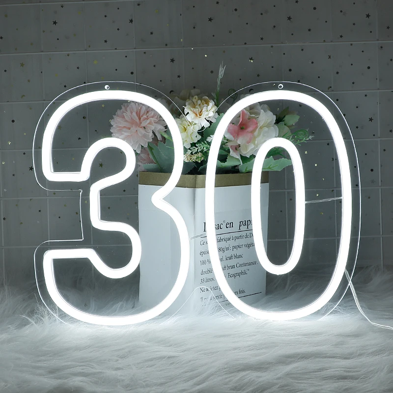 Custom Night Light 30 Number Letter 40 Led Lights Neon Signs For Home Decorative Lamp Room Wall Lighting Closet Bedroom Party