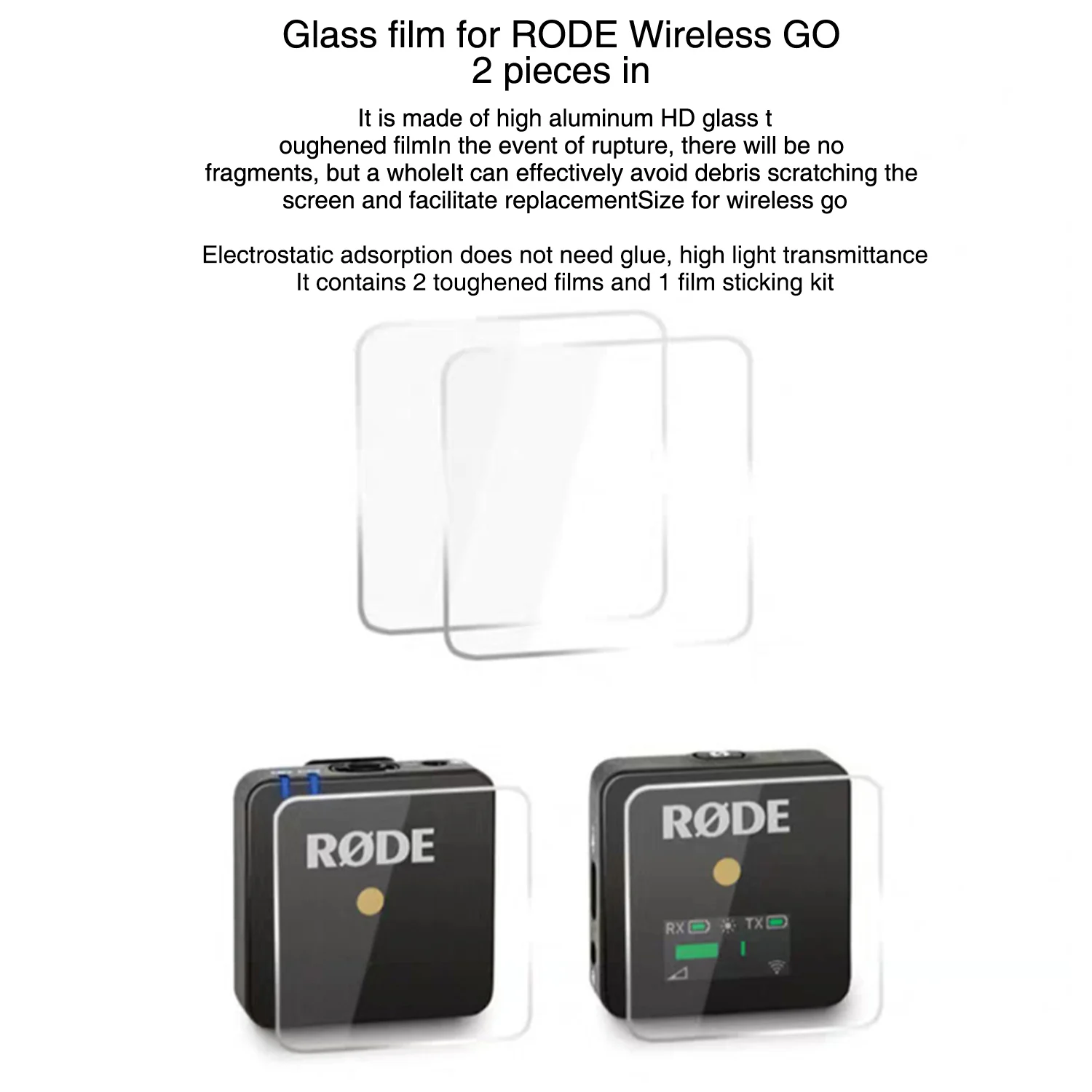 Закаленное стекло для защиты экрана микрофона Rode Wireless GO II / Mark I